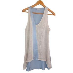 The Odells Hi-Lo Linen Silk Tank Top Blouse